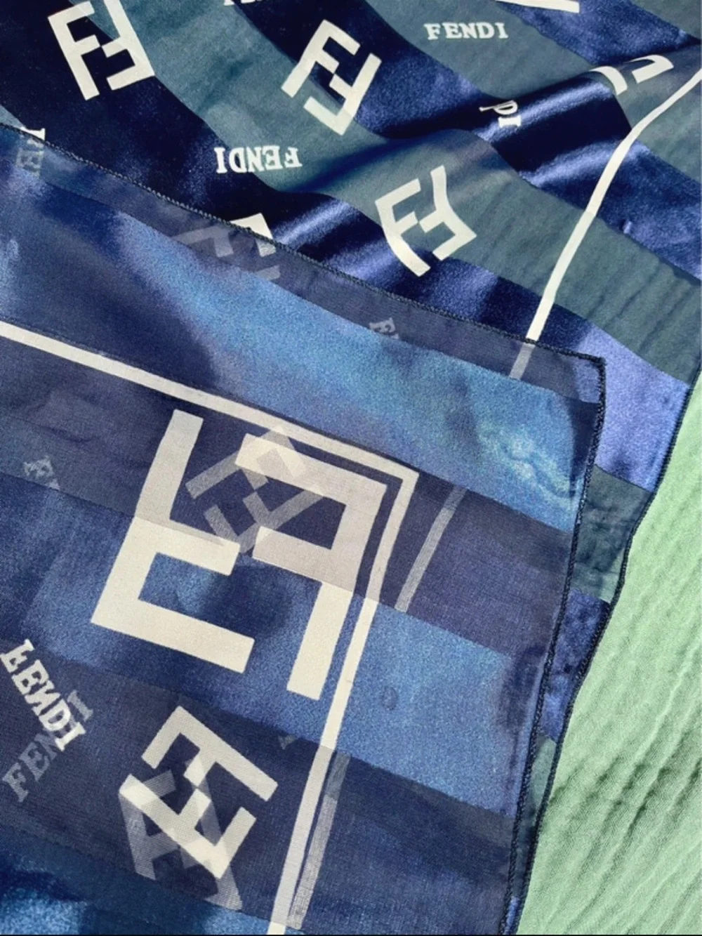 Fendi Navy and White Signature Logo Throw